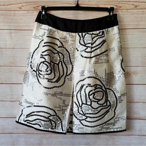 RARE! Etcetera Silk/Wool Sequined Fully Lined Pleated Skirt - Picture 1 of 8